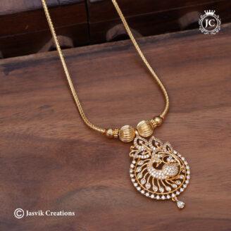 Premium Gold Microplated American Diamond Peacock Choker Necklace - JCNL872