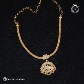 Impon Peacock Attigai Pendant with Sleek Woven Chain Attai - JCNL883
