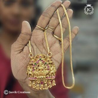 Antique Matte Finish Goddess Lakshmi Pendant with Microplated  Chain - JCCH729