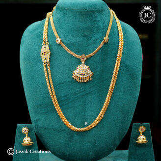 Premium Impon (Panchaloha) Stone & Short Necklace Combo Set - JCCM015
