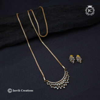 Exquisite Diamond Replica Crescent Dollar Chain & Earring Set- JCCH086