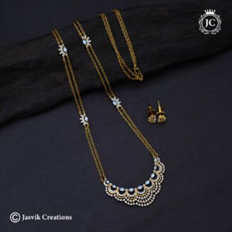 Antique Diamond Look Crescent Dollar Double Strand Chain Set ( 24 Inch Only )  - JCCH108