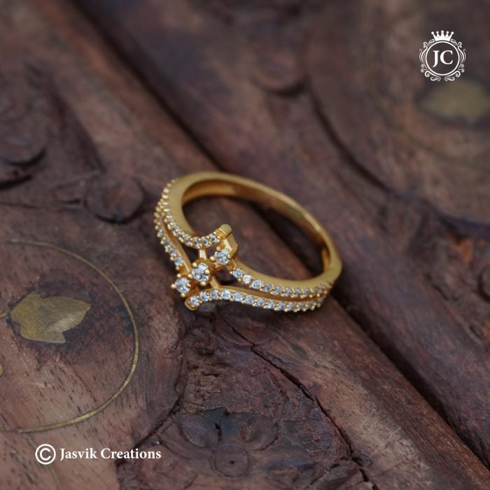 142 Gold Finish AD Medium Stone Ring- JCFR142 199 (2) 142 Gold Finish AD Medium Stone Ring- JCFR142 199 (2)