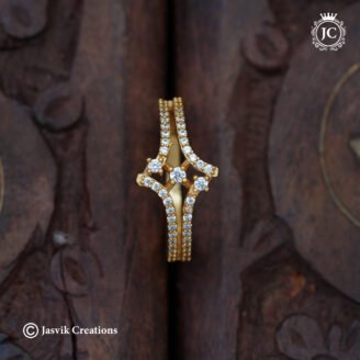 142 Gold Finish AD Medium Stone Ring- JCFR142 199 (3)