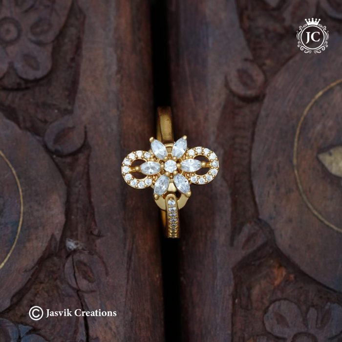 143 Gold Finish Full White AD Ring 199 (2)