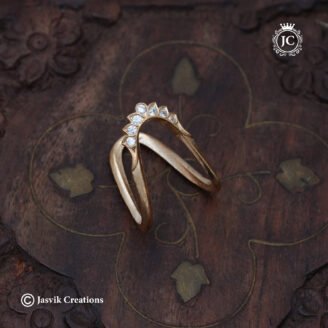 Pure Impon Panchaloha White Stone Crown Arch Vanki Ring - JCFR149