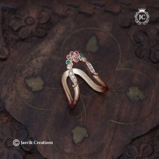 Pure Impon Multi-Color Stone Crown Arch Vanki Ring Without Polish - JCFR150