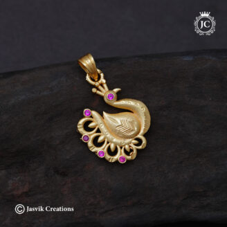 Elegant Matte Gold-Forming Mini Peacock Pendant- JCPT174