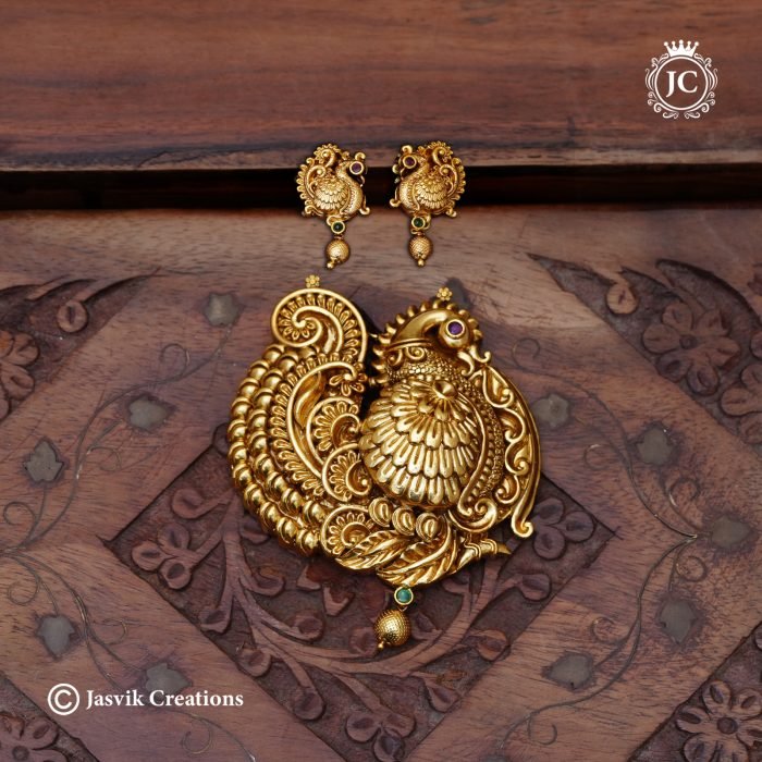 177 Nakshi finish Peacock Pendent Set - JCPT177 - 1499 (3)