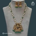 242 Traditional Green Big Vinayagar Pendent with Pearl Mid Harm- JCHM242 - 750 (5)