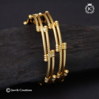 Modern Microplated GRT-Style Interlocking Gold-Plated Bangles - JCBN373