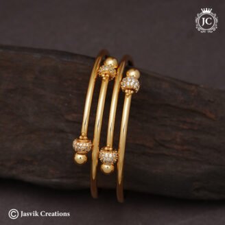 Elegant CZ Ball Adjustable Gold-Plated Bangle Set - JCBN377