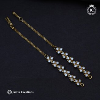 Elegant Geometric CZ Stone Antique Finish Ear Chains (Mattal)- JCML040