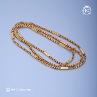 Premium Micro-Plated Gold Savitham Chain with Textured Bar Accents - JCCH460