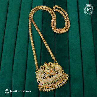 Divine AD Stone Gajalakshmi Pendant with Intricate Dasavatharam Chain (30 Inch Only) -JCCH766