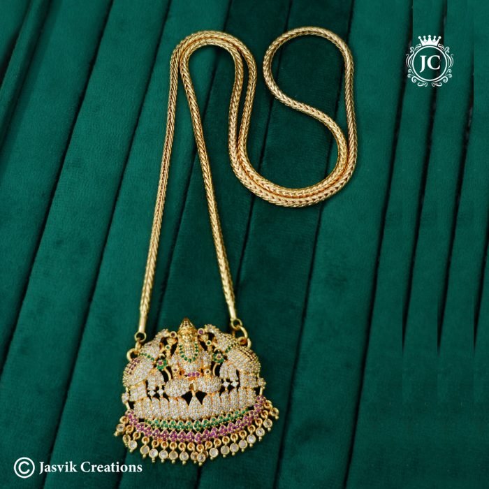 772 AD Gajalakshmi Pendent with Smooth Chain-JCCH772 ( 30 Only) - 1150 1250 (2)