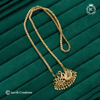 Royal Peacock & Lotus Microplated Dollar Chain with Multi-Stone Work - JCCH775