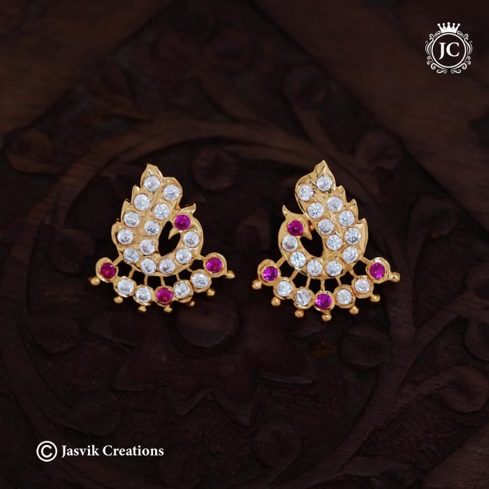 799 Impon peacock (Red White) earring -JCER799 - 260rs (3) 799 Impon peacock (Red White) earring -JCER799 - 260rs (3)