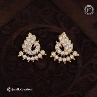 Impon Full White CZ Stone Peacock Stud Earrings - JCER800