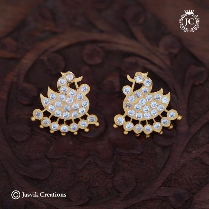 803 Impon Swan earring- ( Full White )JCER803 270rs (10)
