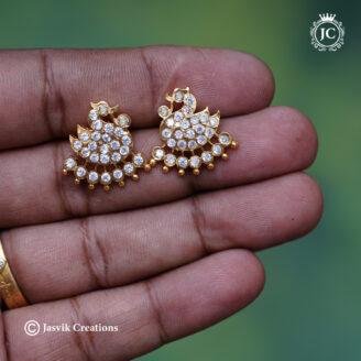 803 Impon Swan earring- ( Full White )JCER803 270rs (9)