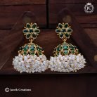 813 Real Kemp HAnd MAde Jhumka with Pearl-JCER813 - 1299 (5)
