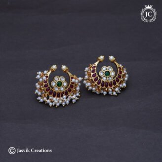 Antique Gold-Plated Big Chandbali Earrings - JCER814