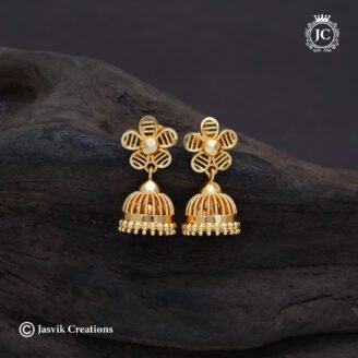 Gold-Plated Daily Wear Floral Jhumka Earrings - JCER815