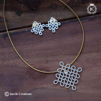 GJ Polish Gold-Plated Hasli Wire Chain with CZ Infinity-Kolam Pendant -JCNL901