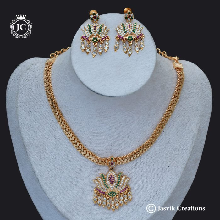 913 Microplated Lotus Attikai NEcklace- JCNL913 - 750