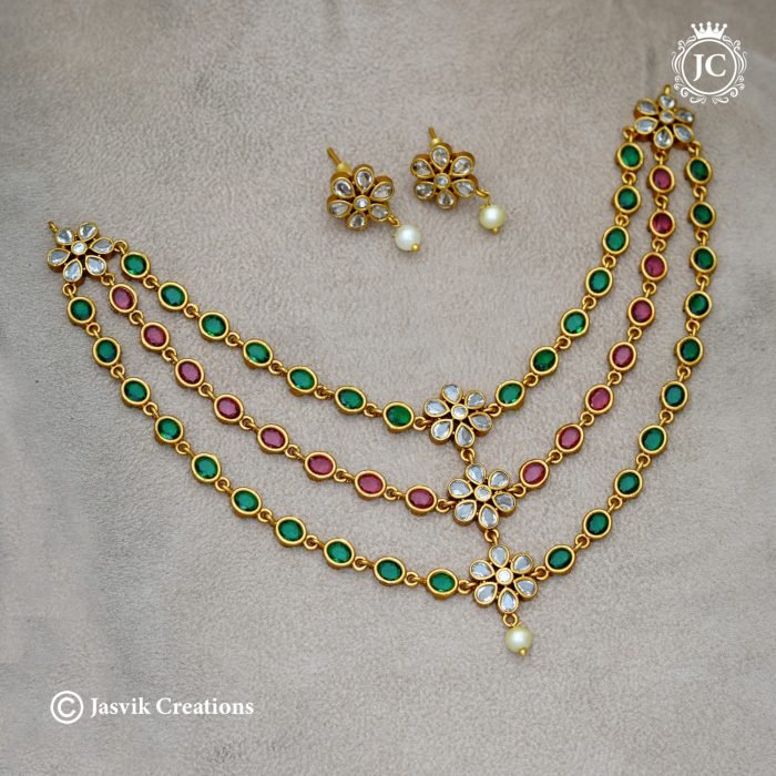 914 Premium Uncut (Multi ) Layer Necklace - JCNL914 -650 (4)