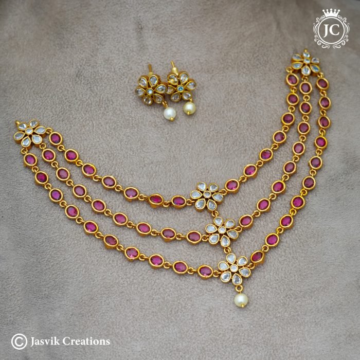 916 Premium Uncut Layer ( Red ) Necklace-JCNL916 - 650 (9) 916 Premium Uncut Layer ( Red ) Necklace-JCNL916 - 650 (9)