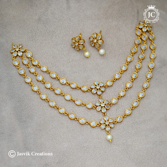 918 Premium Uncut Layer ( Full White ) Necklace-JCNL918 - 650 (10)