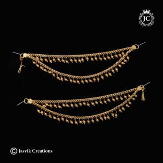 Classic 2-Layer Gold Bead Ear Chains / Mattal Pair- JCML041