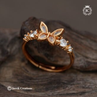 Gold-Plated Elegant CZ Butterfly Adjustable Finger Ring - JCFR158