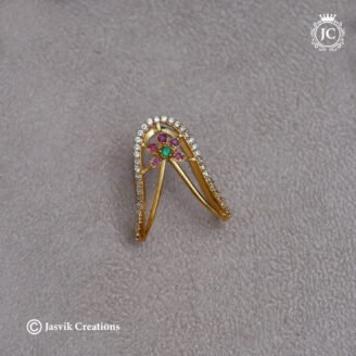 Antique Multi Colour CZ Floral Vanki Ring - JCFR162