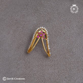 Antique Ruby & White CZ Floral Vanki Ring - JCFR163