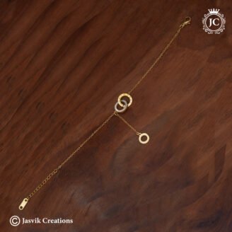 Anti-Tarnish Gold Roman Numeral & Interlocking Ring Bracelet - JCBT201