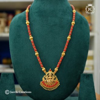 Traditional Microplated Coral Lakshmi Haram  - JCHM251