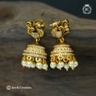 288 Premium AD Antique Peacock Jhumka JCER288- 499 (3)