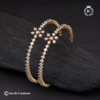 Diamond Replica AD Micro-Plated Floral Bangles - JCBN345