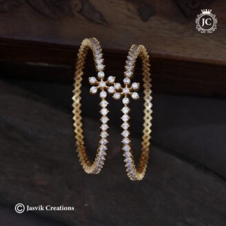 Diamond Replica AD Micro-Plated Floral Bangles - JCBN345 - 2.4