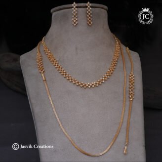 Exquisite Diamond Replica Short & Long Haram Combo Set with Earrings - JCCM044