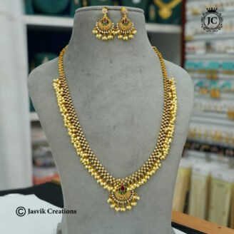 Gold-Finish Pearl Guttapusalu Long Haram - JCHM052