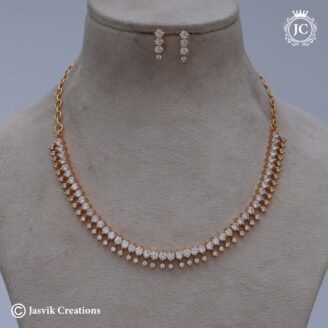 Micro Gold-Plated Real-Look Diamond CZ Fringe Necklace - JCNL648