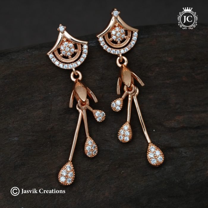 76 Rose Gold Hanging Ear Ring JCRG076 - 180 (3) - 76 Rose Gold Hanging Ear Ring JCRG076 - 180 (3) -