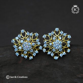 Elegant Ganga Jamuna Polish CZ Starburst Statement Stud - JCER819
