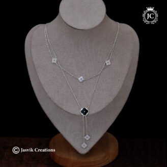 Premium Anti-Tarnish Silver Double-Layer Clover Lariat Necklace - JCNL928