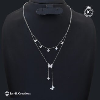 Anti-Tarnish Silver Layered Butterfly Y-Necklace - JCNL931