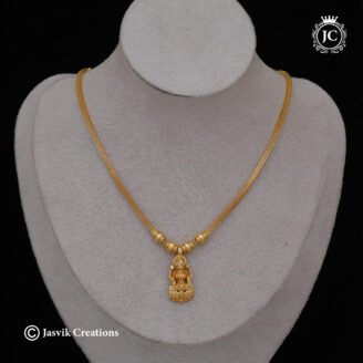 Traditional Gold-Forming Goddess Lakshmi Pendant Chain Necklace - JCNL932